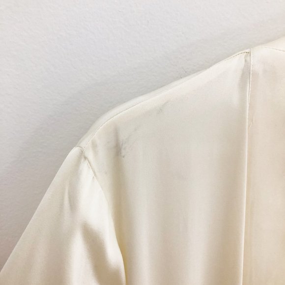 New Zara Mulberry Silk Long Belted White Robe M/L - Picture 9 of 13